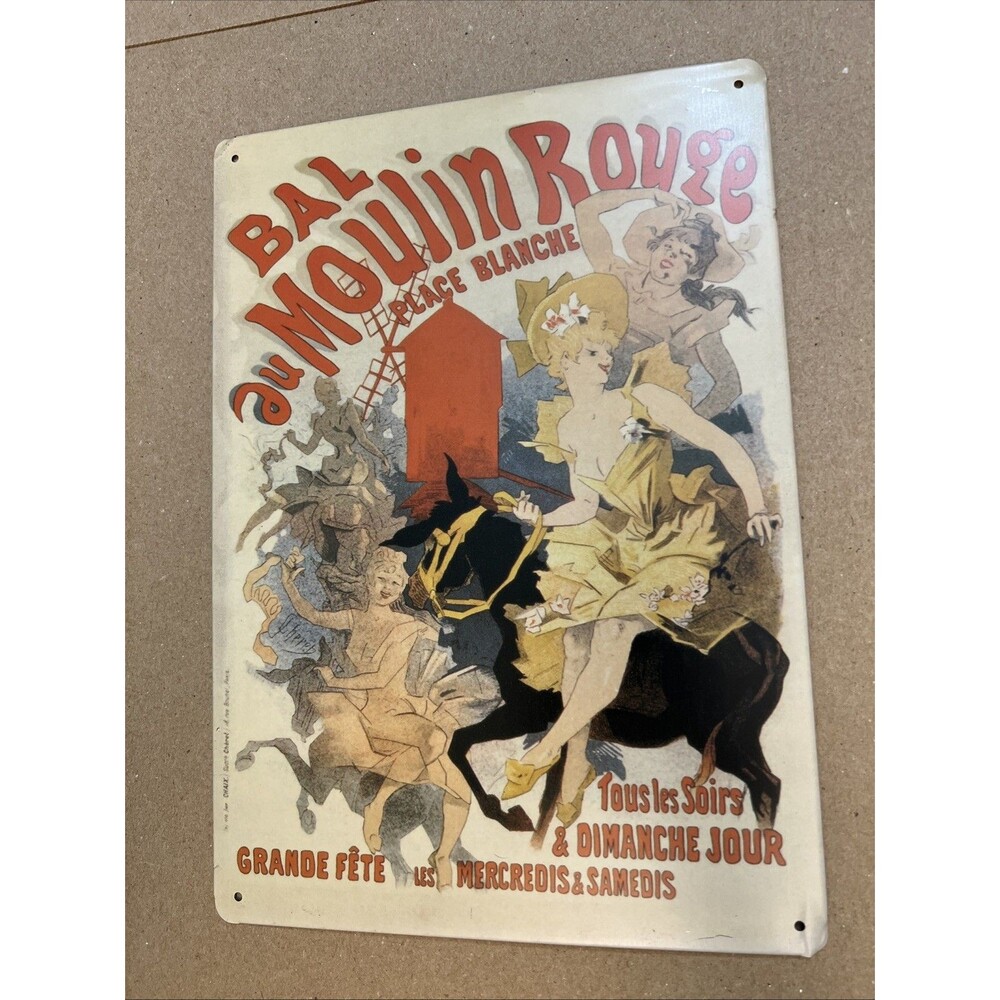 MOULIN ROUGE Jules Cheret Sign - Metal Tin Wall Decor 12x8”